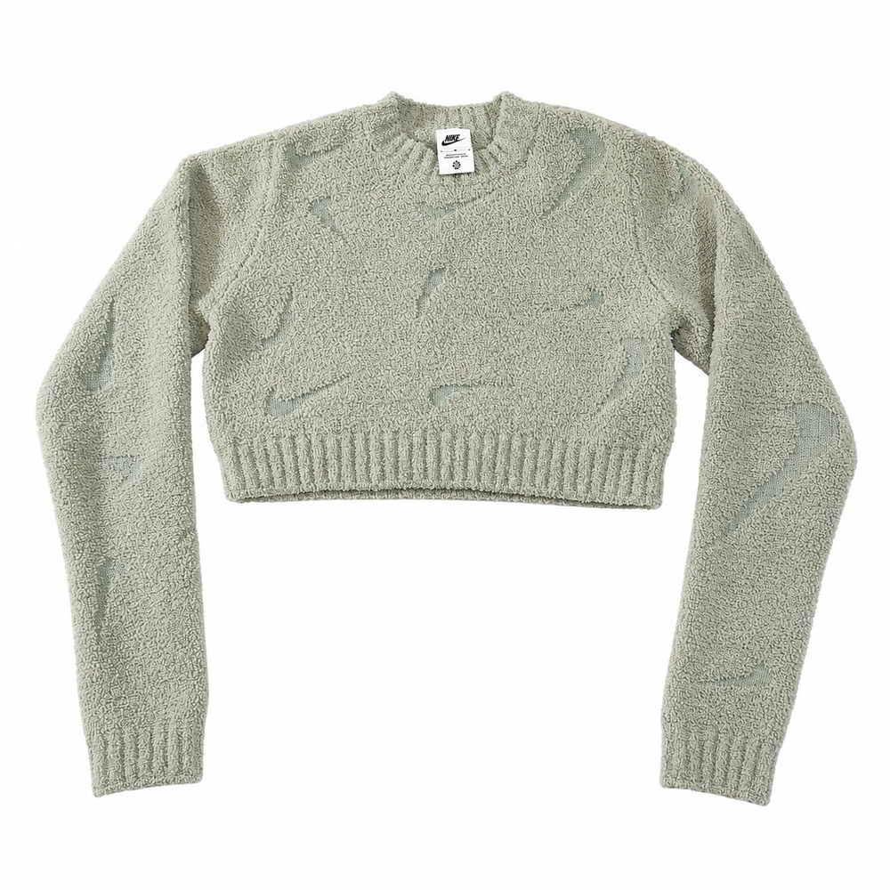 Nike Sportswear Phoenix Cozy Boucle Women Crop Plush Sweater Sage Green Medium